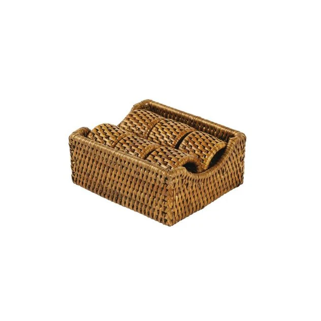 RADICI Contenitore con 6 legatovaglioli in Rattan -