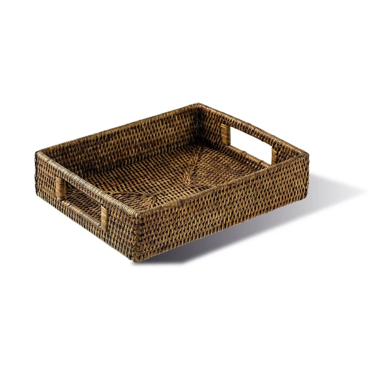 RADICI Vassoio in Rattan Rettangolare - 32,5 cm X 26,5 cm X 8,0 H