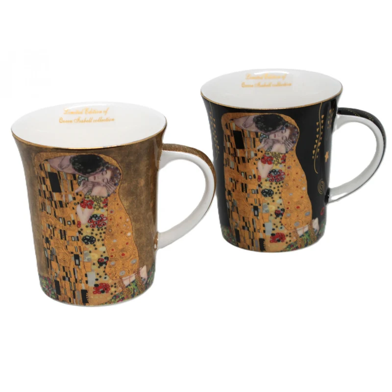 Tazze Gustav Klimt Kiss nere e marroni da 400 ml, Queen Isabel