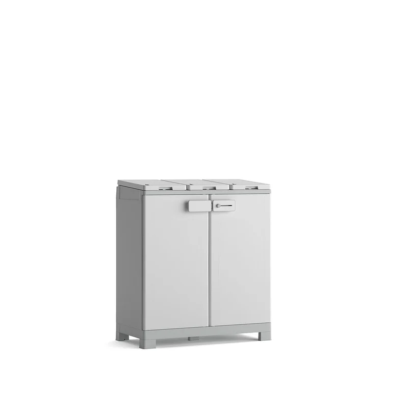 Armadio Pattumiera Differenziata 2 Ante 94x45x101 cm Keter Recyclo Premium Grigio e Bianco