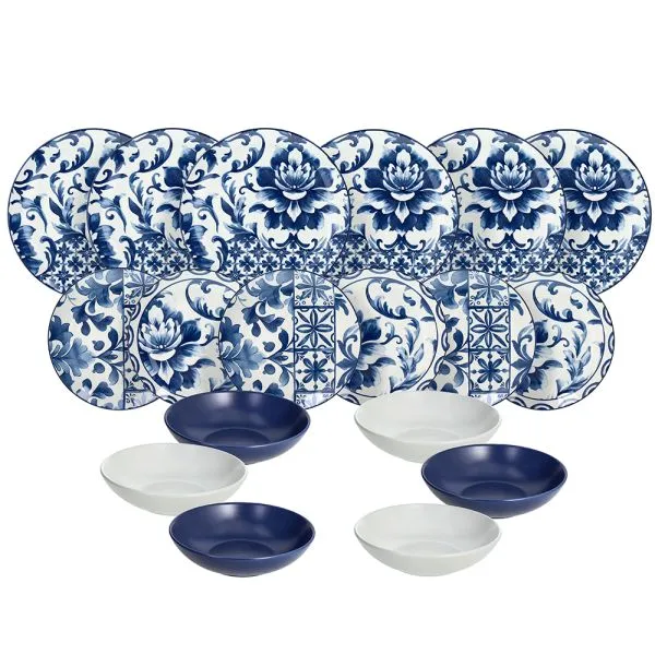 Servizio Tavola 18 pezzi ORTIGIA - Porcellana Blu