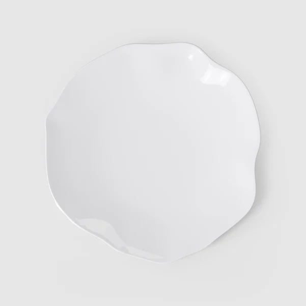 PURA Piatto gourmet bianco - 32,1 x 32,1 cm, Premium Bone Porcelain
