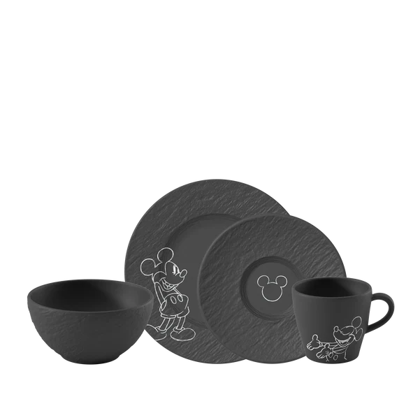 Set da colazione 4 Pezzi in Premium Porcelain Nero, Manufacture - Mickey Mouse