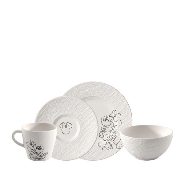 Set da colazione 4 Pezzi in Premium Porcelain Bianco, Manufacture - Mickey Mouse