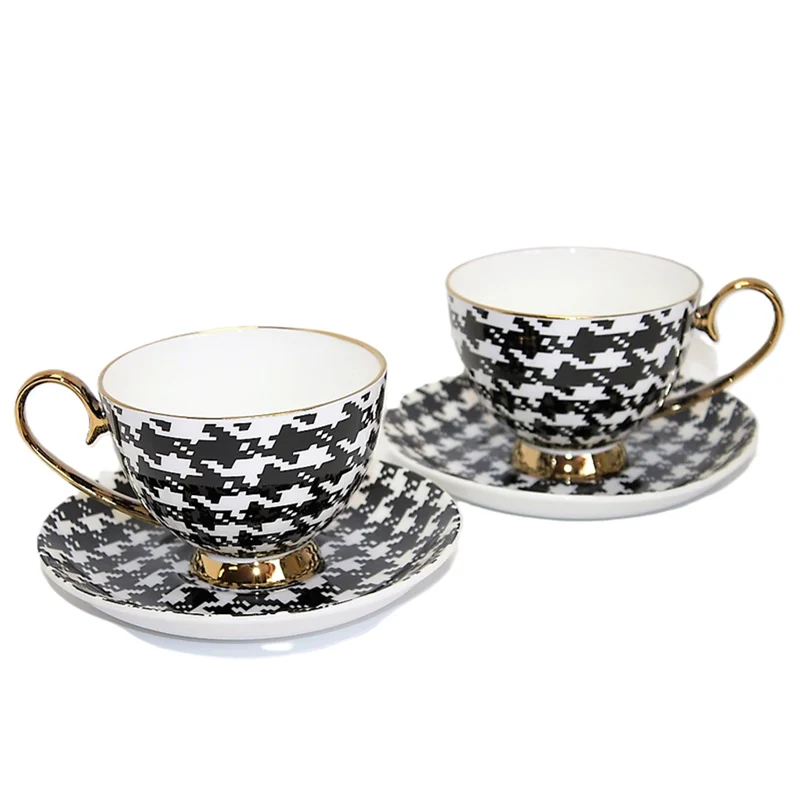 Tazze da caffè espresso 2+2 Pepite in porcellana con accenti dorati, Queen Isabel