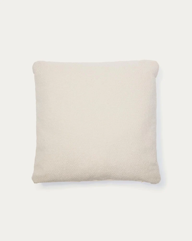 Schwer entflammbares Kissen Martina aus Chenille in Ecru 52 x 52 cm