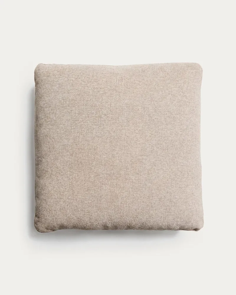 Kissen Blok in beiger Chenille, 60 x 60 cm