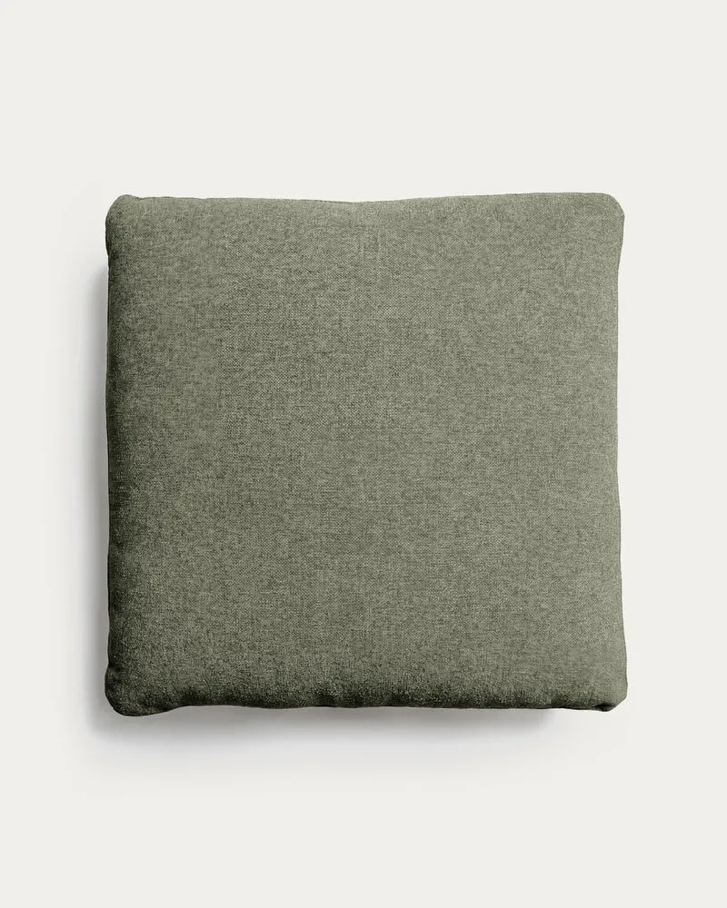 Kissen Blok in moosgrüner Chenille, 60 x 60 cm