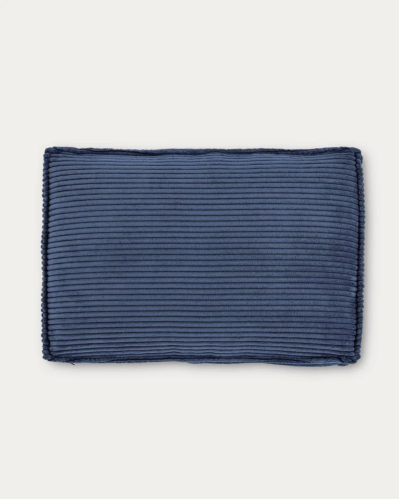 Kissen Blok, schwer entflammbar mit dickem Cord in Blau, 40 x 60 cm