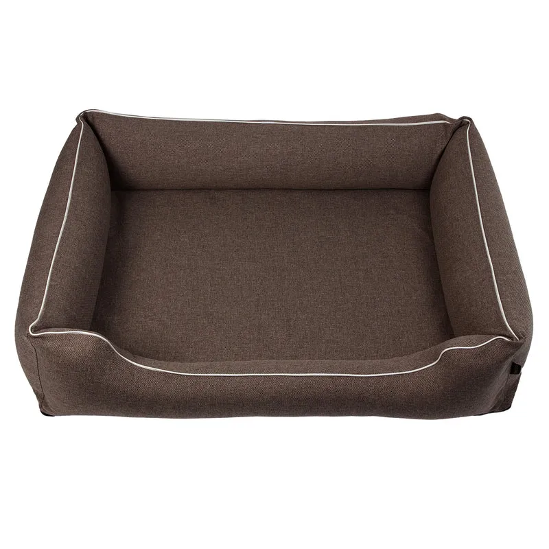 Letto per cani Mestizo, 100x75 cm, marrone con bordi bianchi, SMTF-BRO-W-3