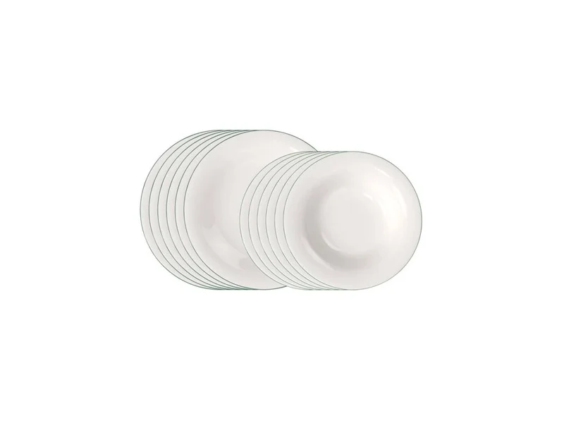 GREEN LINES Dinner set in Premium Porcelain, 12 pezzi