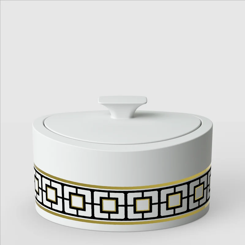 METROCHIC Barattolo rotondo - Multicolor 15,8 x 13,1 cm, Premium Bone Porcelain