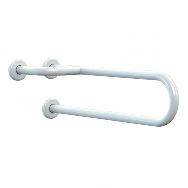 BARRA DI SOSTEGNO FISSA CON RINFORZO SINISTRA IN ACCIAIO INOX LACCATO BIANCO 80 CM