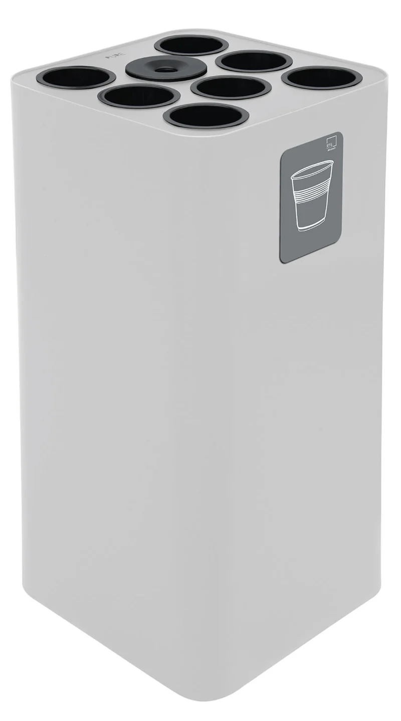 Pattumiera a Bidone da 100 L 38,3x38,3x82,5 cm 7 Scomparti Tubolari e 1 Vaschetta in Acciaio Verniciato Bianco