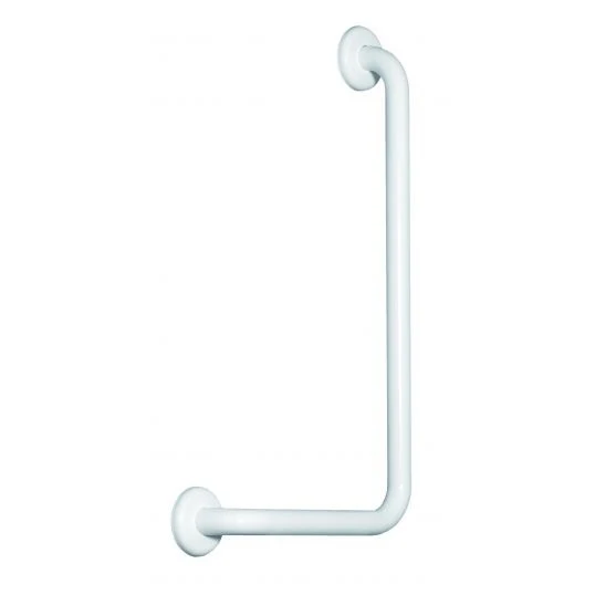 CORRIMANO DESTRO A 90° IN ACCIAIO INOX LACCATO BIANCO 30 X 60 CM