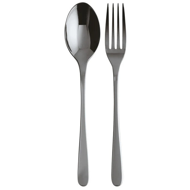 TASTE Set 2 Posate Servire, 1 Cucchiaio & 1 Forchetta Acciaio Inox Mirror Bl