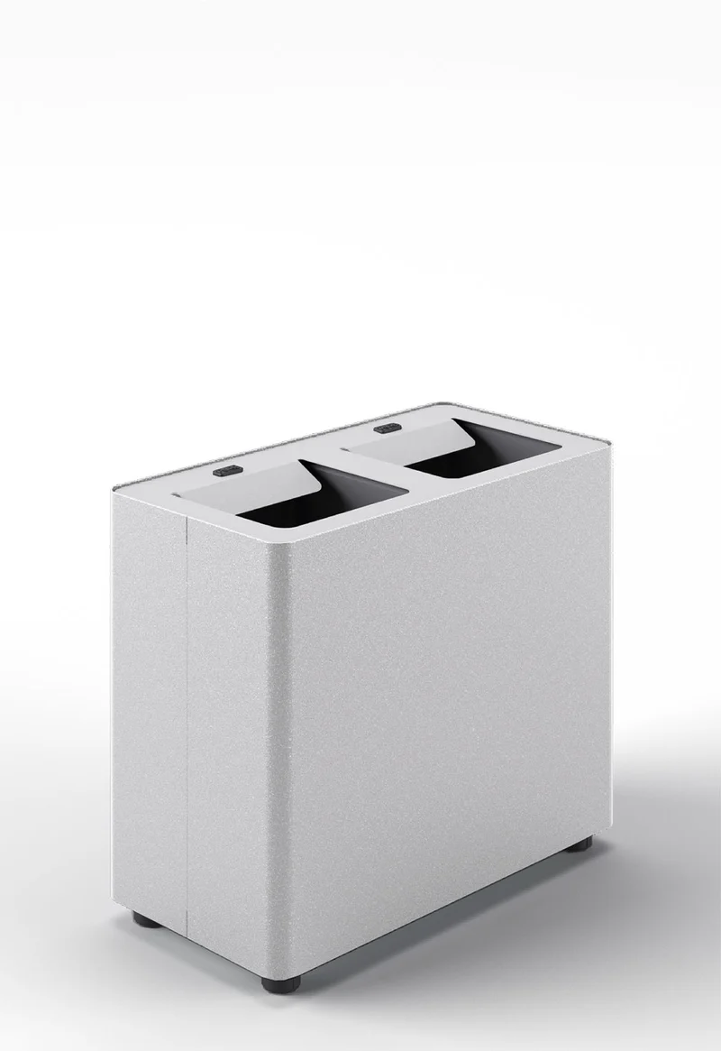 Pattumiera a 2 Scomparti Totale 24 L 48,5x25,5x39 cm con Contenitori Interni in Acciaio Verniciato Bianco