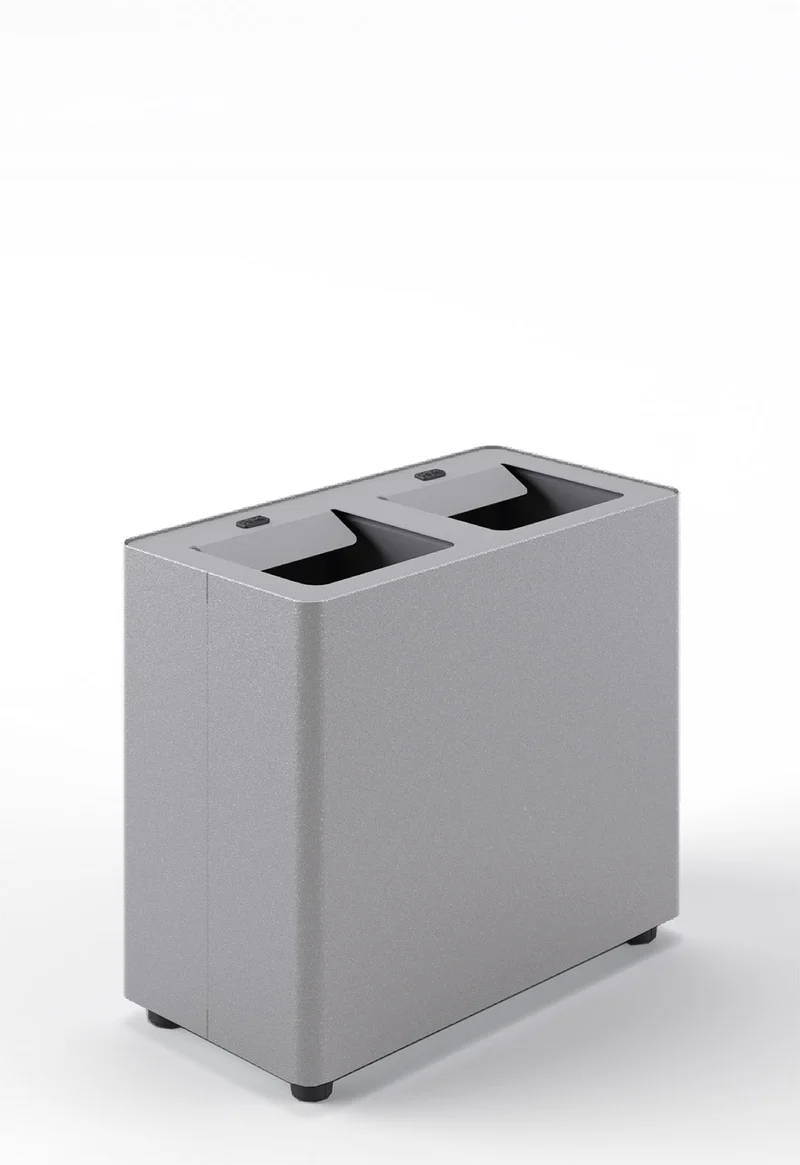 Pattumiera a 2 Scomparti Totale 24 L 48,5x25,5x39 cm con Contenitori Interni in Acciaio Verniciato Grigio