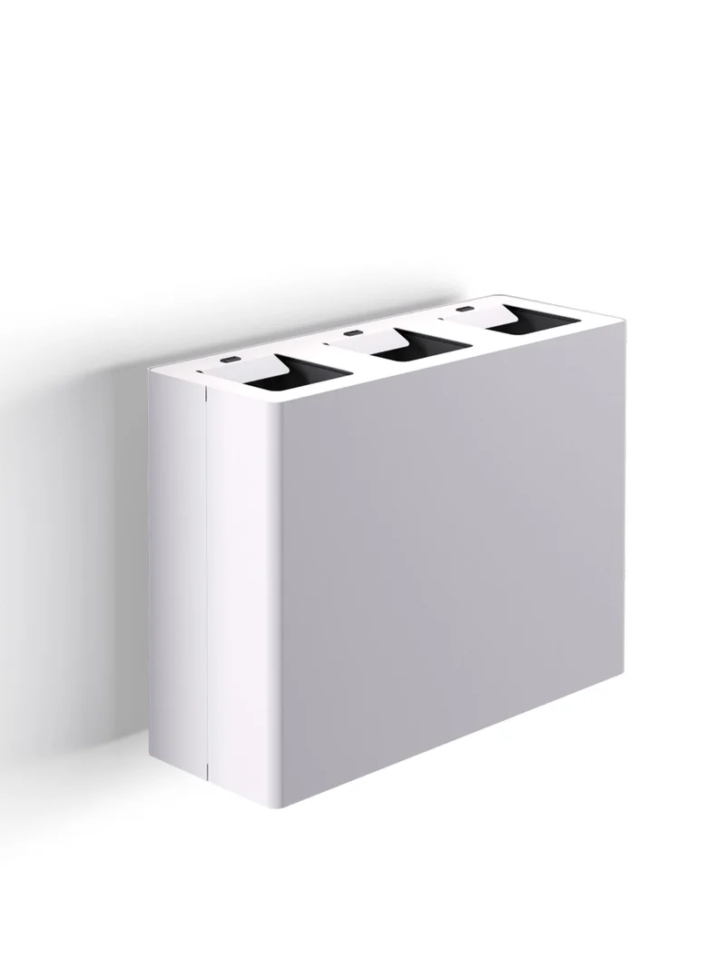 Pattumiera a Muro a 3 Scomparti Totale 60 L 76x28x56 cm con Contenitori Interni in Acciaio Verniciato Bianco
