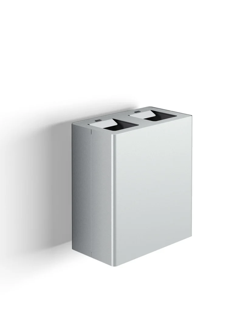 Pattumiera a Muro a 2 Scomparti Totale 40 L 51x28x56 cm con Contenitori Interni in Acciaio Verniciato Grigio