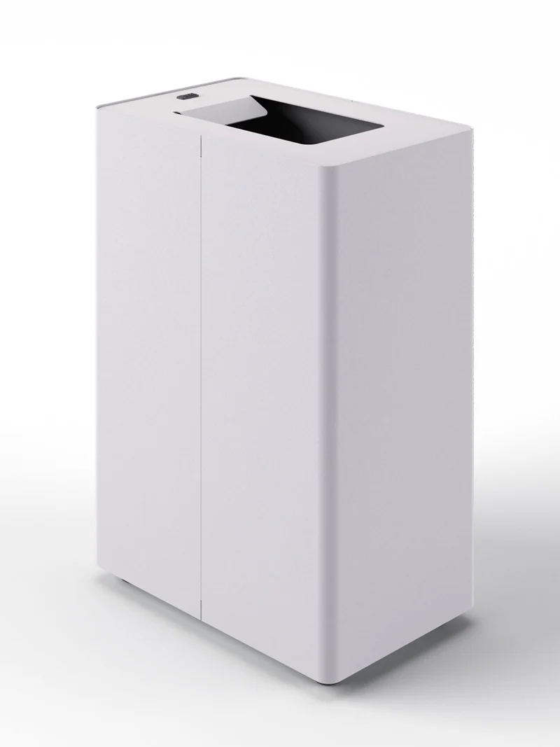 Pattumiera a 1 Scomparto da 45 L 44x28x63 cm con Contenitore Interno in Acciaio Verniciato Bianco