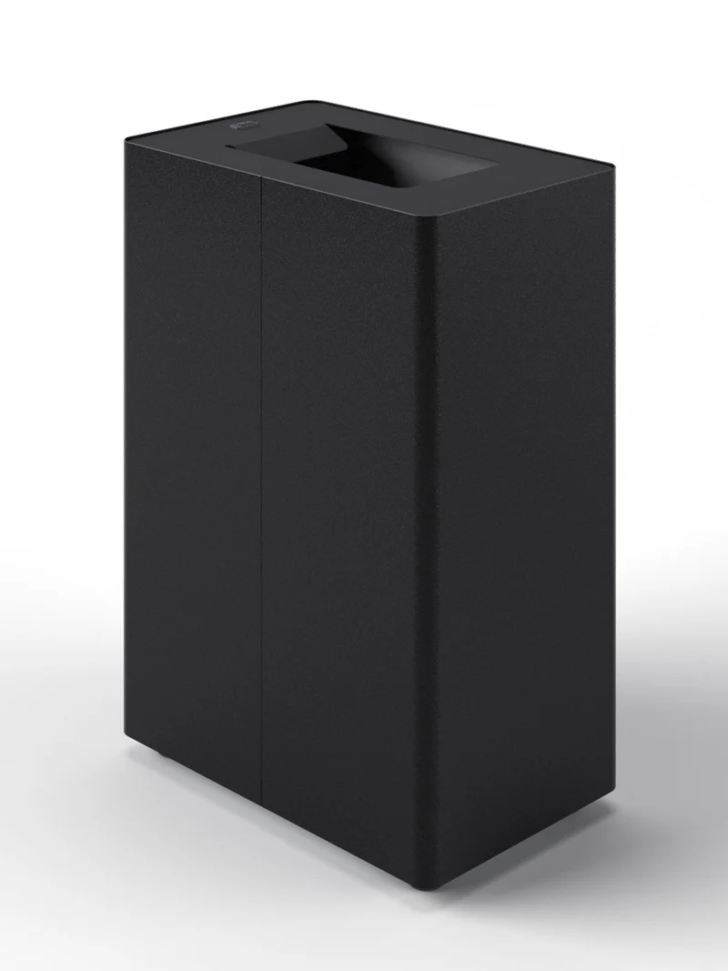 Pattumiera a 1 Scomparto da 45 L 44x28x63 cm con Contenitore Interno in Acciaio Verniciato Nero