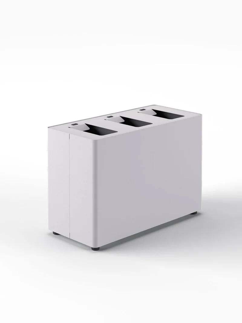 Pattumiera a 3 Scomparti Totale 72 L 71,5x33x49 cm con Contenitori Interni in Acciaio Verniciato Bianco