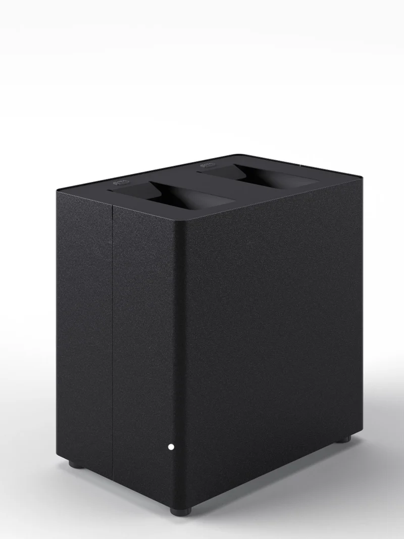 Pattumiera a 2 Scomparti Totale 48 L 48,5x33x49 cm con Contenitori Interni in Acciaio Verniciato Nero