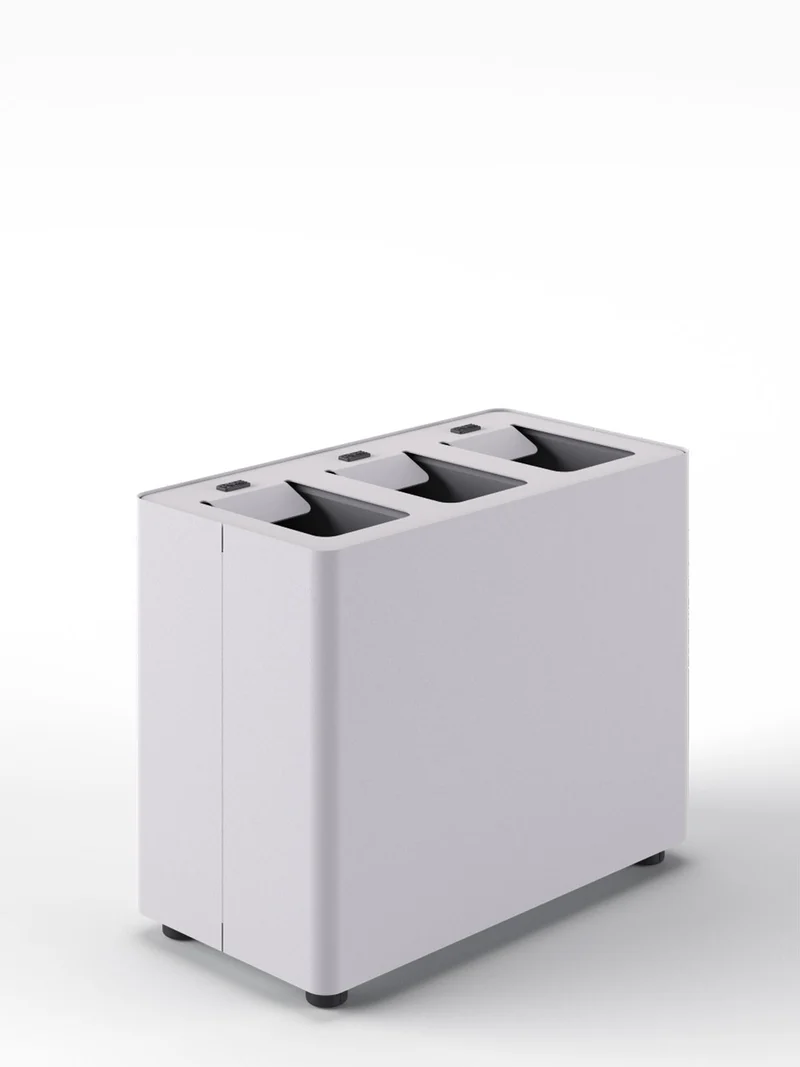 Pattumiera a 3 Scomparti Totale 24 L 48,5x25,5x39 cm con Contenitori Interni in Acciaio Verniciato Bianco
