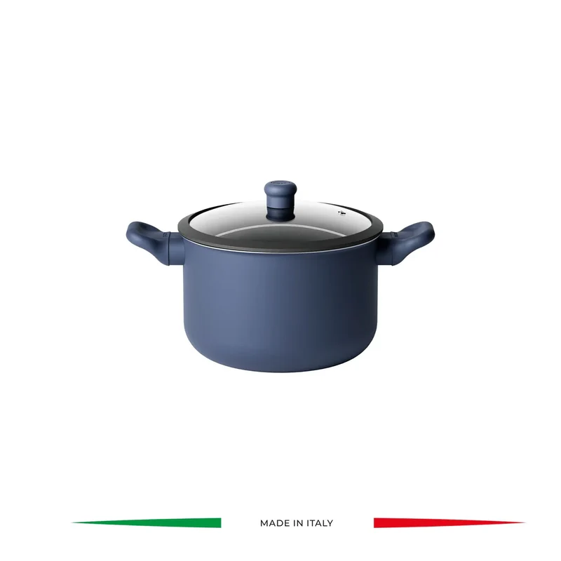 CUOCIPASTA CON COPERCHIO IN VETRO "COOK&COLOR" - Navy Blue