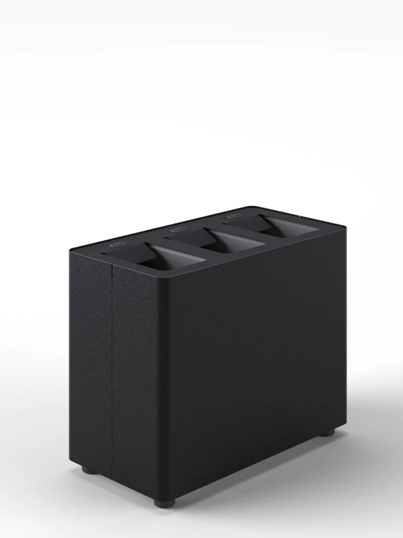 Pattumiera a 3 Scomparti Totale 24 L 48,5x25,5x39 cm con Contenitori Interni in Acciaio Verniciato Nero
