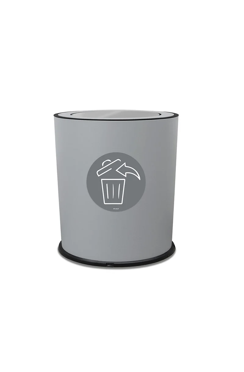 Pattumiera a Bidone con Coperchio Basculante Ø35x40 cm 4 Scomparti 38 L Totali in Metallo Verniciato Grigio