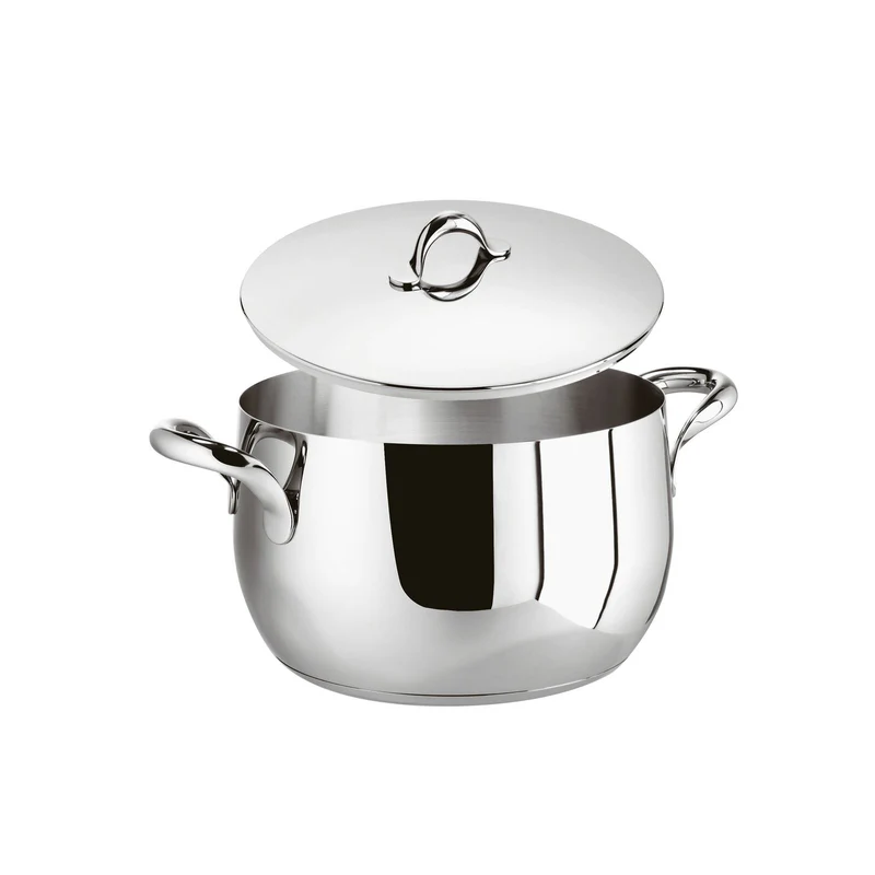 KIKKA Casseruola Alta 2 Maniglie con Coperchio 16 CM - Acciaio inox Mirror