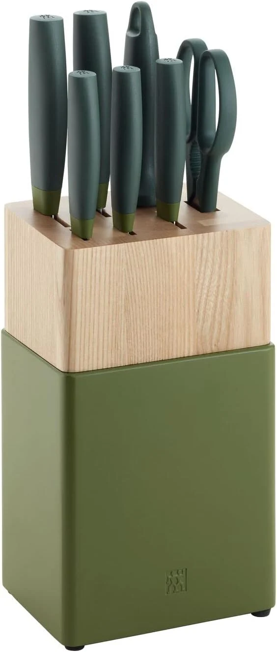 8 pz, set di Coltelli con Ceppo - Verde