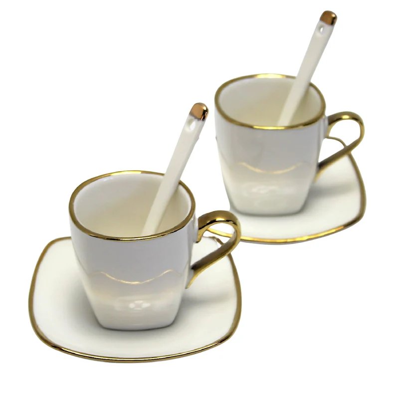 Set di tazze in porcellana per espresso con piatti e cucchiaini Queen Isabell W23GD06-06464