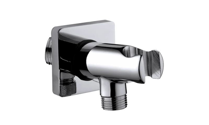 SUPPORTO DOCCIA IN OTTONE CON PRESA ACQUA CON ROSONE QUADRO ATTACCO 1/2M X 1/2