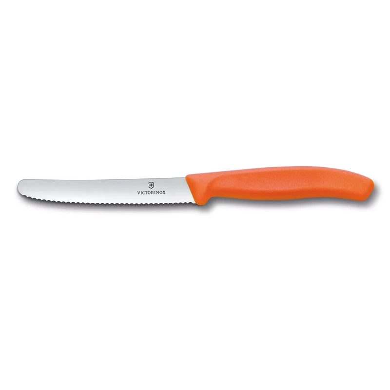 Coltello tavola ondulato - manico arancione