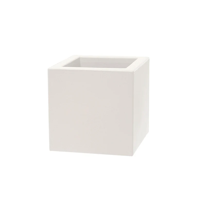 Vaso Quadrato Indoor e Outdoor Tera Schio Cubo Chalk 30x30 cm in Plastica Bianco Gesso
