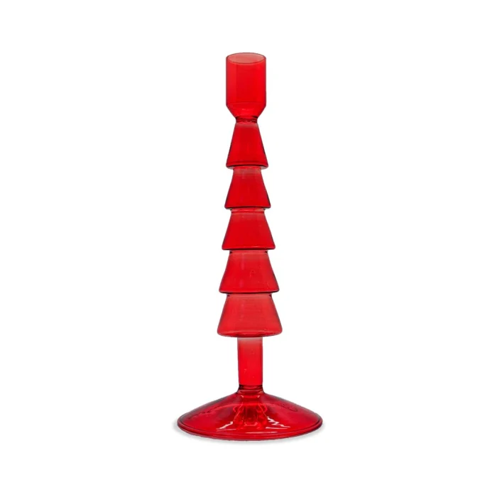 Wd Lifestyle Portacandele in vetro 22 cm forma natalizia rosso