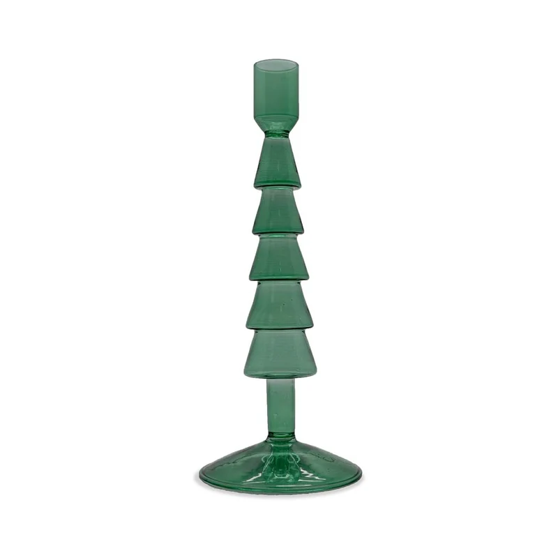 Wd Lifestyle Portacandele in vetro 22 cm forma natalizia verde