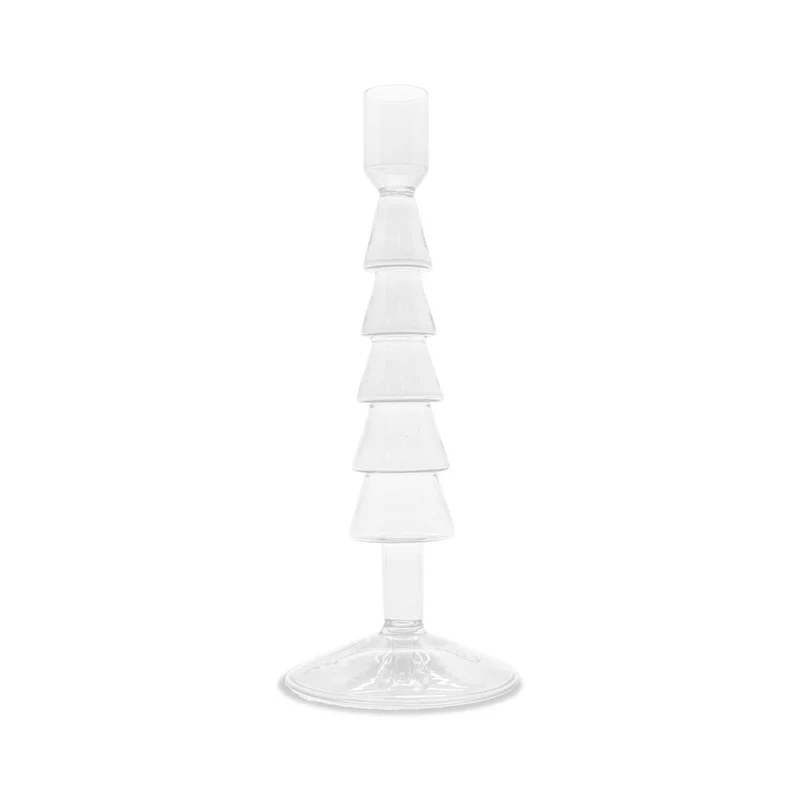 Portacandele in vetro - 22 cm forma natalizia / trasparente