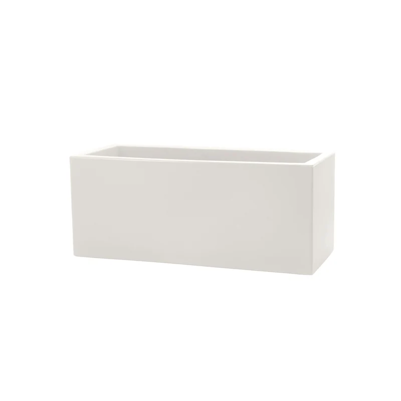 Vaso Rettangolare Indoor e Outdoor Tera Schio Cassa Chalk 100x40 cm in Plastica Bianco Gesso