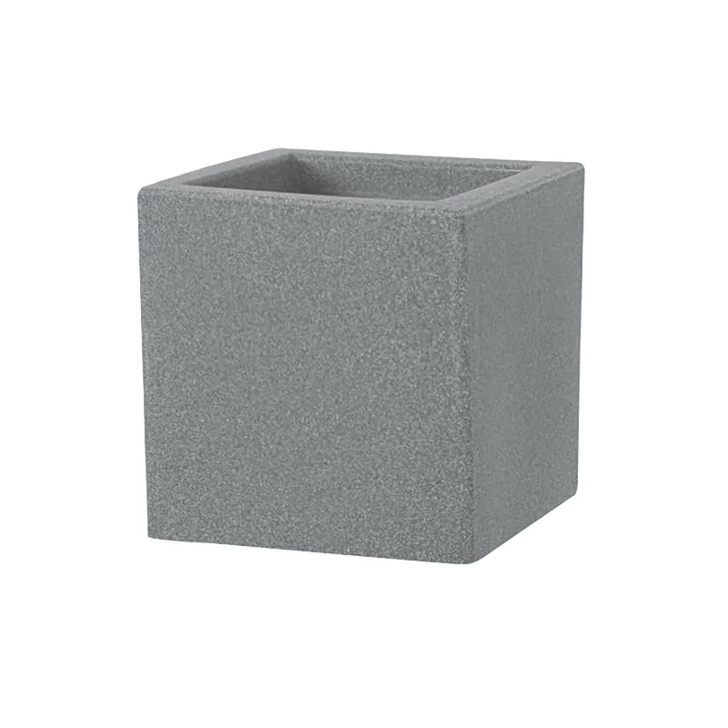 Vaso Quadrato Indoor e Outdoor Tera Schio Cubo Smoke 50x50 cm in Plastica Grigio