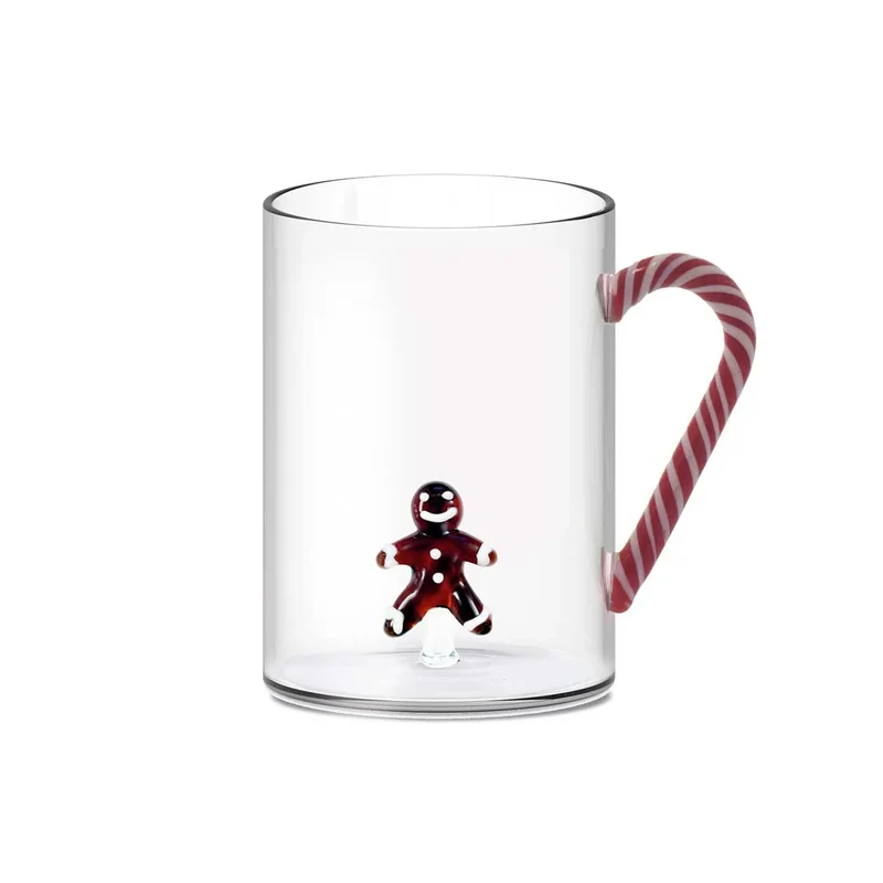 WD LifeStyle - Tazza Vetro Borosilicato 420 Ml Decoro Omino Pan di Zenzero