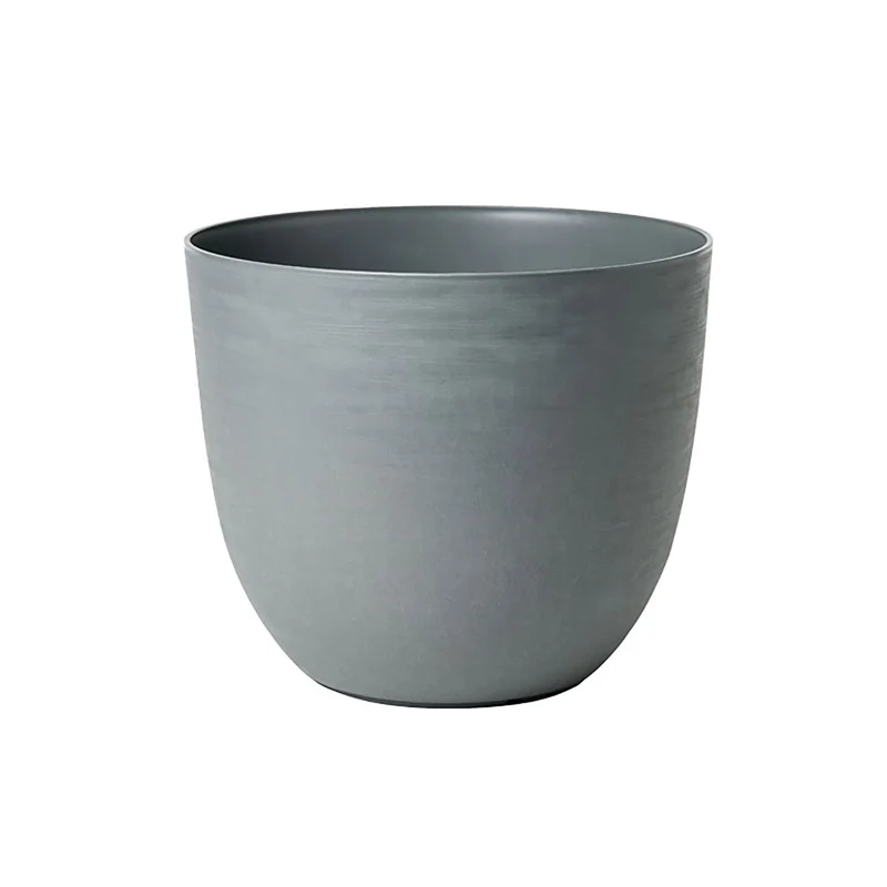 Vaso Rotondo Indoor e Outdoor Tera con Riserva D'acqua Over Fog Ø28 cm in Plastica Grigio