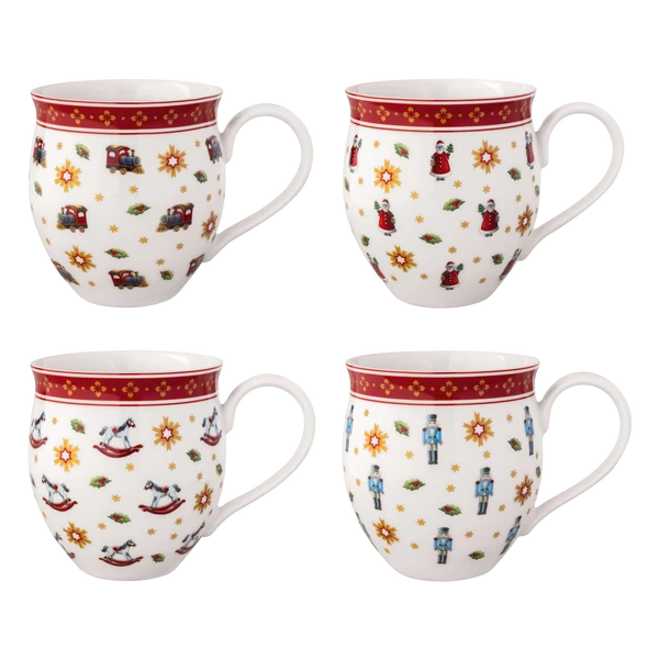 Toy's Delight Set di 4 tazze anniversario multicolore, Premium Porcelain