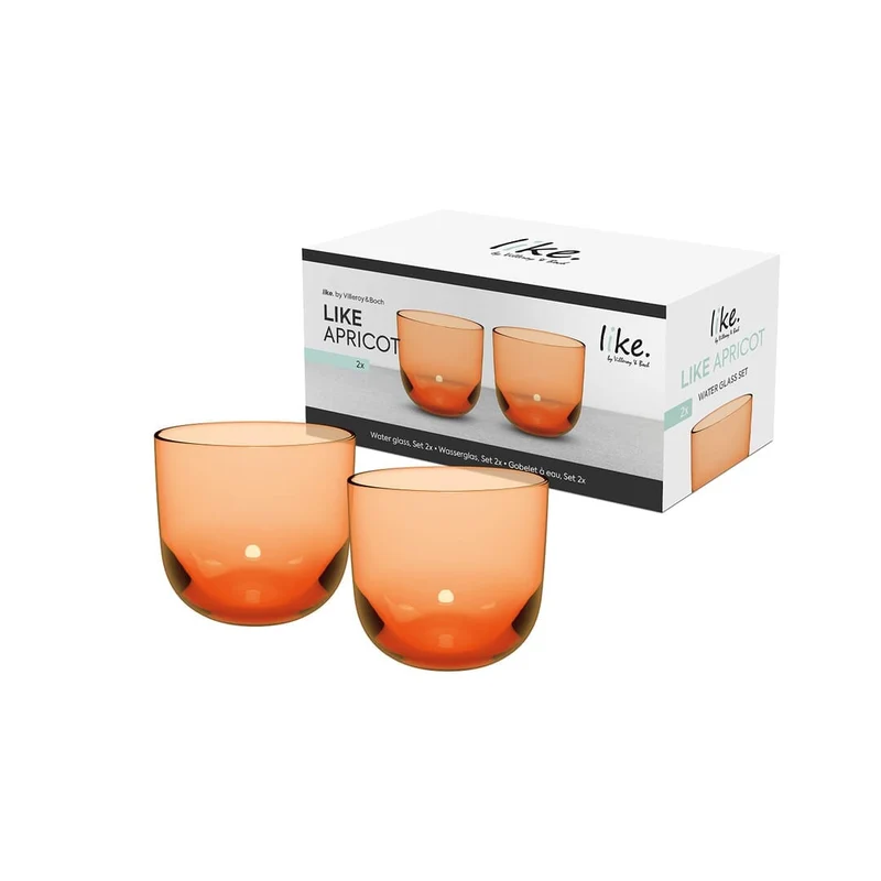 LIKE GLASS Bicchiere da acqua - Arancione, 200 ml, cristallo SET 2 PEZZI