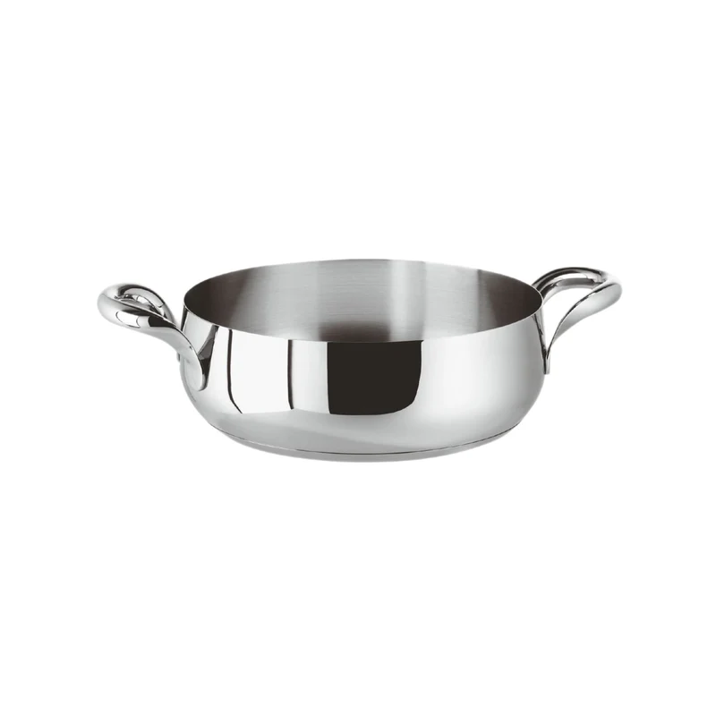 KIKKA Casseruola Bassa 2 Maniglie 24 CM - Acciaio Inox Mirror