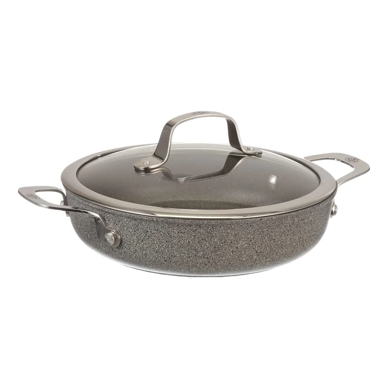 SALINA Tegame Antiadernte con coperchio, Base al titanio senza pfas - 24 cm
