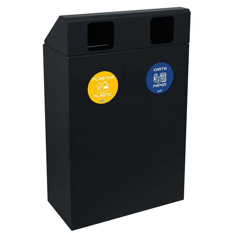Pattumiera per Raccolta Differenziata 2 Scomparti 120 L 60x30x96 cm in Acciaio Verniciato Antracite